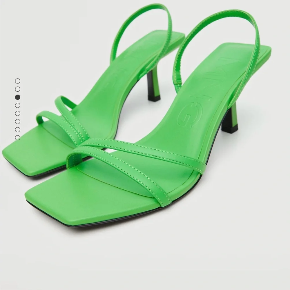 Mango Bright Green Square-Toe Slingback Sandals